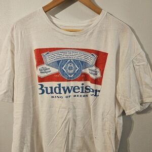 Budweiser Red and Blue Logo White Tee